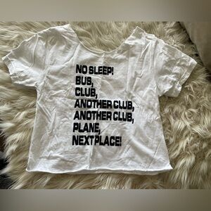 White Graphic Off the Shoulders t shirt with Lady Gaga Quoate